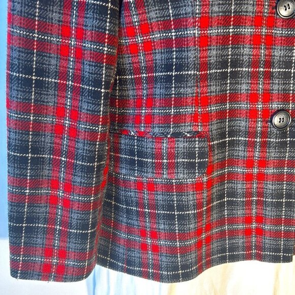 Plaid Blazer with Red and Black Checkered Pattern - Picture 4 of 9